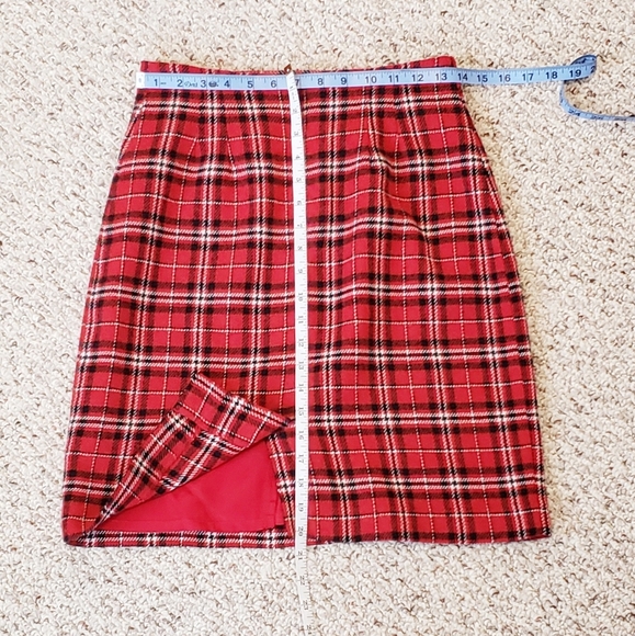JG Hook Red Plaid Pencil Skirt Hidden Zip Sz 6P - Picture 4 of 10